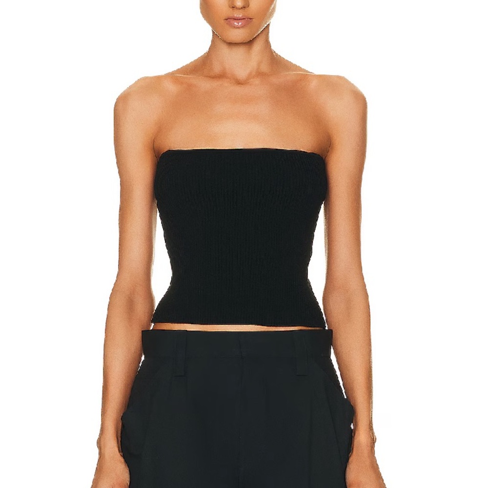 A.L.C. Davis Top Black Strapless Ribbed Top
